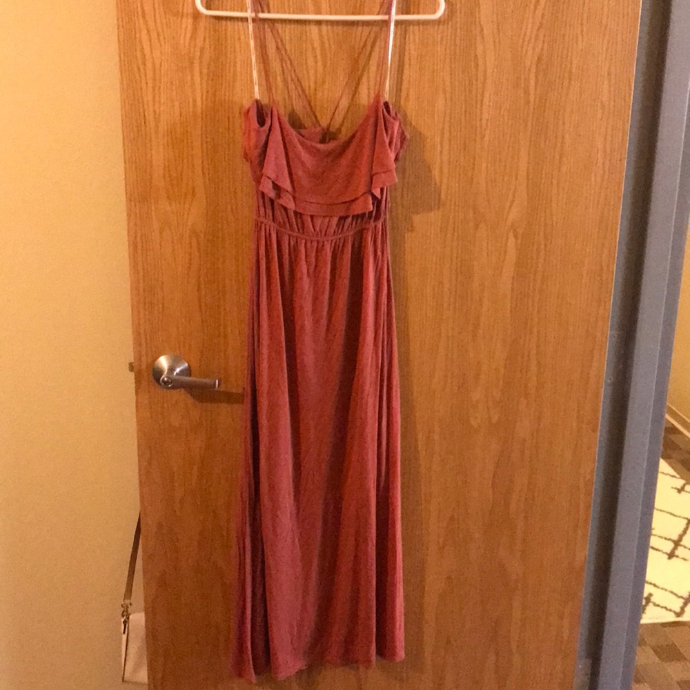 Rose Lace-Up Maxi Dress